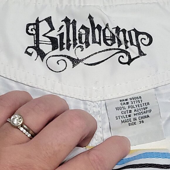 Billabong Men Hecho De Board Short Sz 36 Multicolor Stripe Cargo Swim Trunks Y2K - Picture 12 of 16